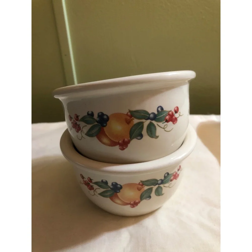 Corelle Coordinates Abundance Stoneware Ramekins 7oz Custard Cups Set of 2 Fruit